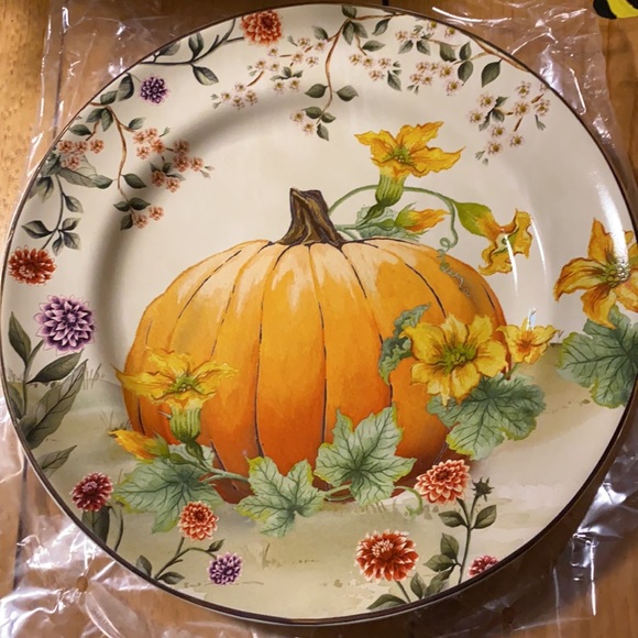 Pottery Barn Botanical Harvest Pumpkin Stoneware Set of Four Salad plates - Picture 7 of 16